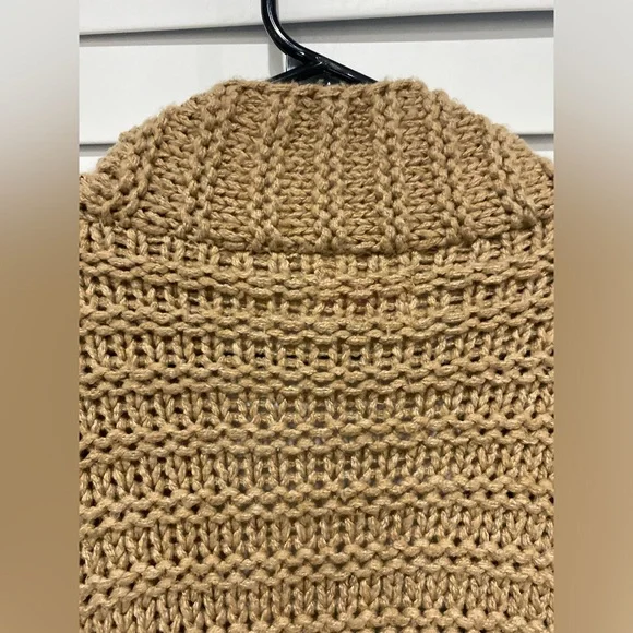 Boutique Pink Lily Tan Cable Knit Polyester Open Front Warm Cardigan Sweater XL - Picture 7 of 8